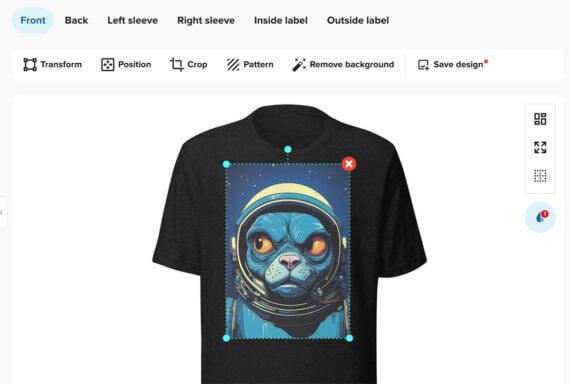 Screenshot of Printful's upload screen for the AI image Screenshot of Printful's upload screen for the AI image