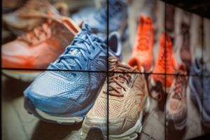 Photo of shoes on a retail display rack