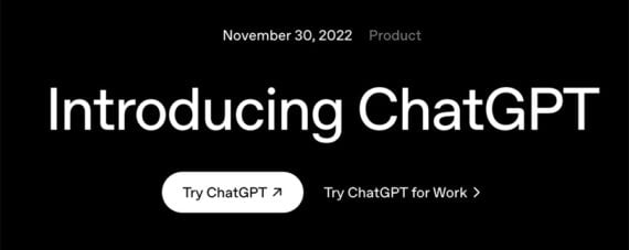 Home page of ChatGPT from November 30, 2022