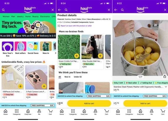 Screenshot of Haul's home page on the app