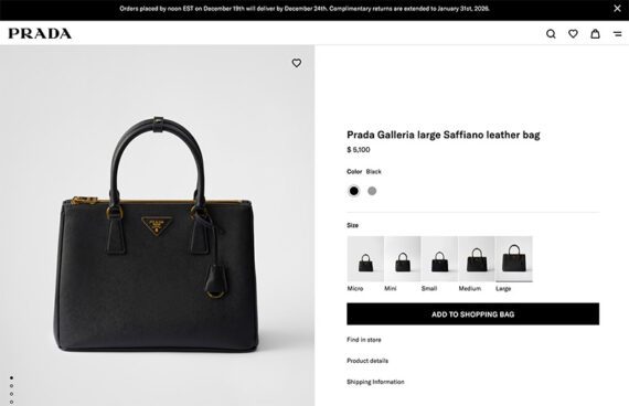 Screenshot of a used Prada bag for sale