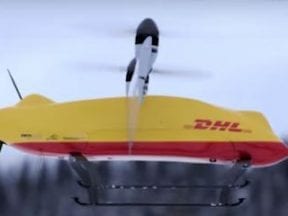 Screenshot of a DHL drone in flight
