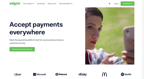Home page of Adyen