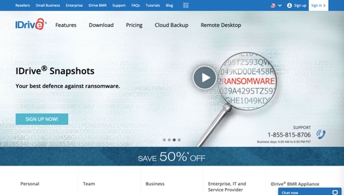 Home page of IDrive