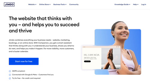 Jimdo home page