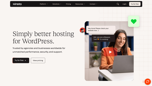 Kinsta homepage.