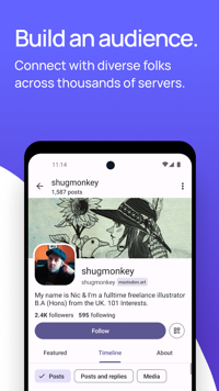 Home page of Mastodon on a mobile screen