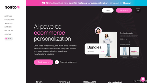 Home page of Nosto