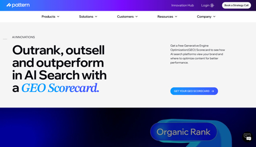 Web page for Pattern's GEO scorecard