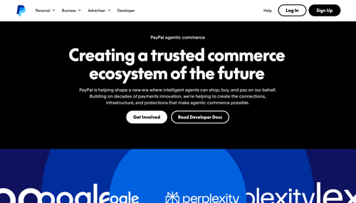 Web page for PayPal Agentic Commerce