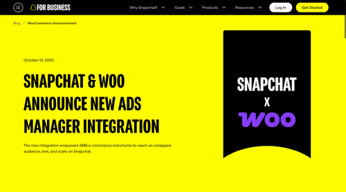 Web page by Snap announcing the Woo integration