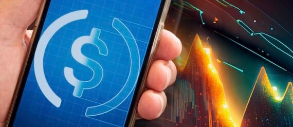 Stablecoin logo on a smartphone screen