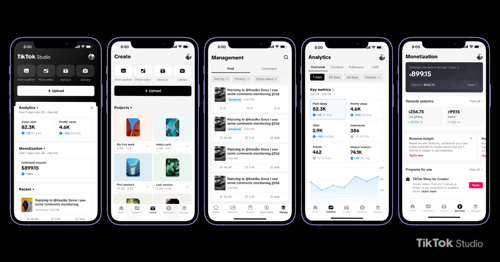 Example phone screens on TikTok Studio
